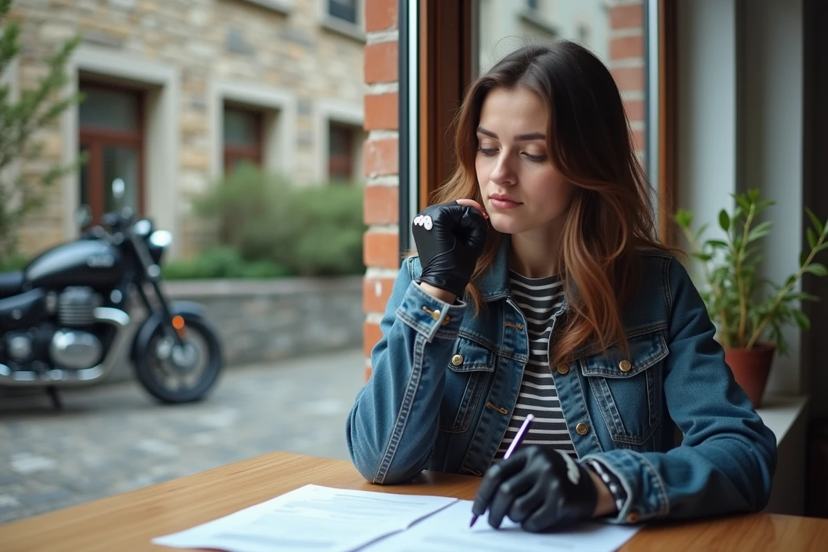 Jeune femme examinant des documents d