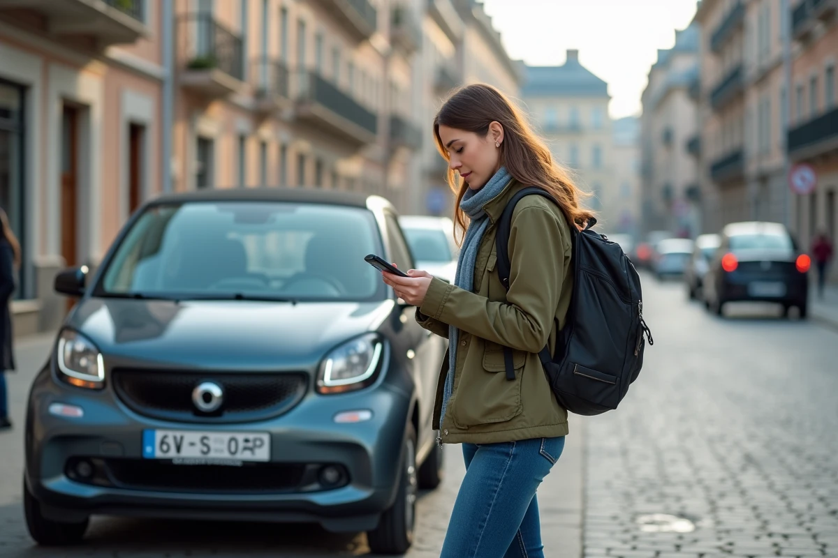 Femme regardant son smartphone près d