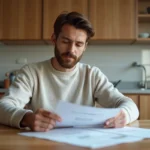 Homme détendu étudiant des documents d'assurance voiture