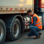 Mécanicien inspectant un camion d'occasion en extérieur