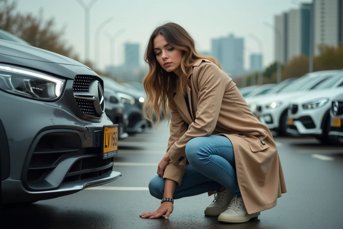 Jeune femme examinant une plaque d