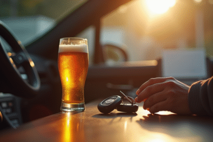 Main de conducteur atteignant une bière dans un bar moderne