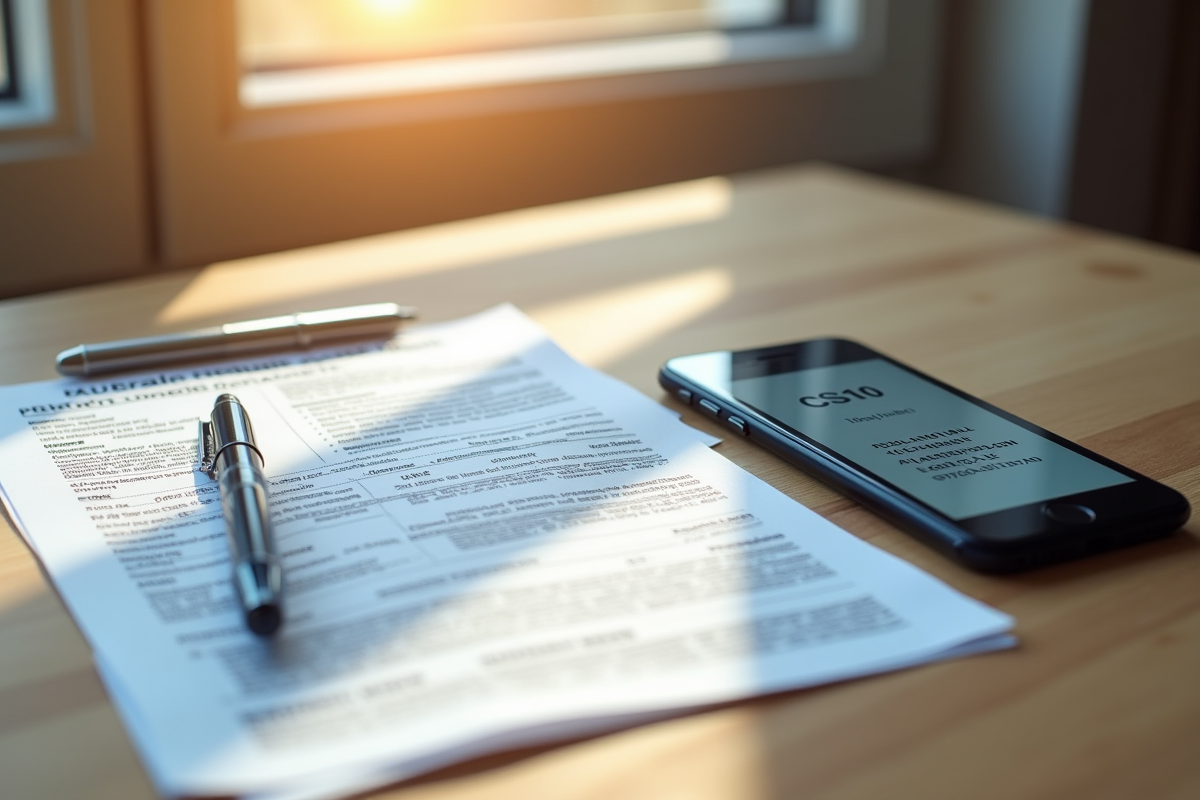 Permis de conduire français avec documents et smartphone sur une table