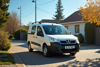 Voiture Peugeot Partner Tepee en extérieur en journée en banlieue