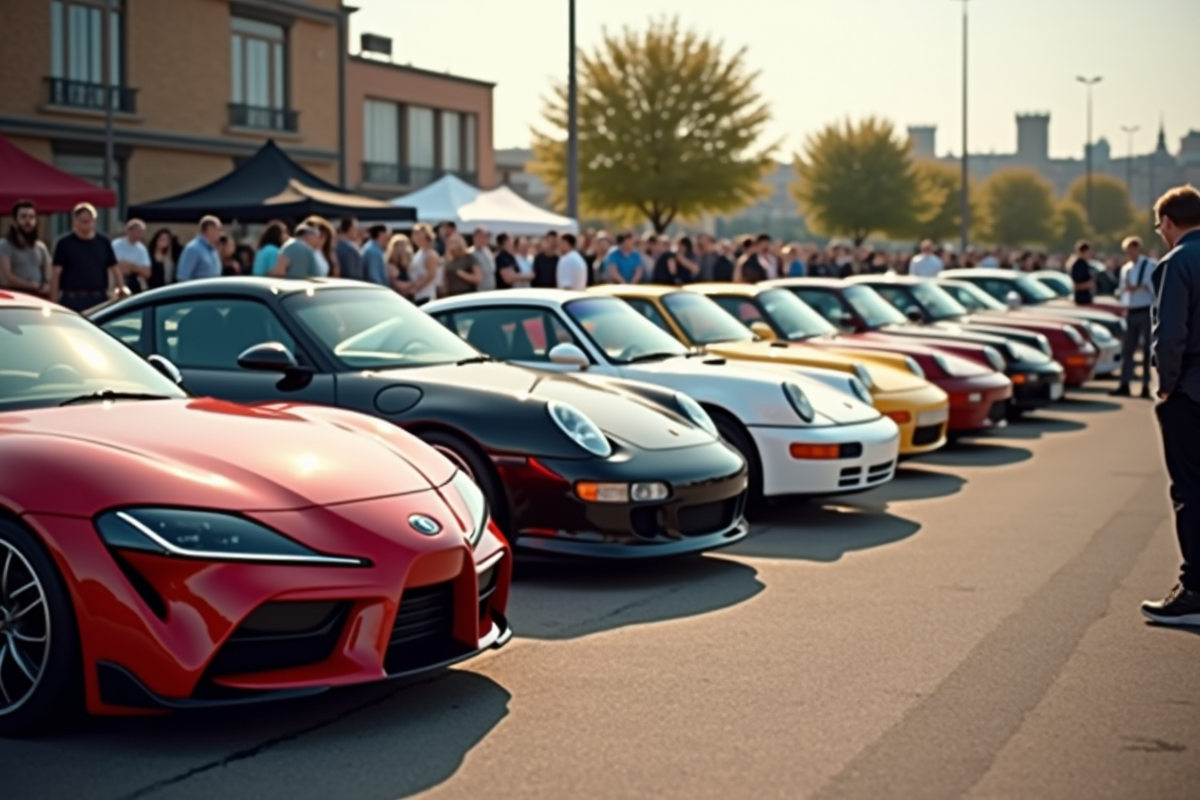 Rencontre de voitures espagnoles classiques et modernes en plein jour