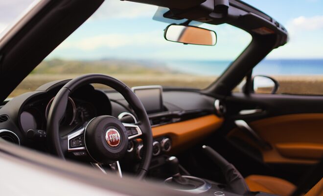 black and orange car interior