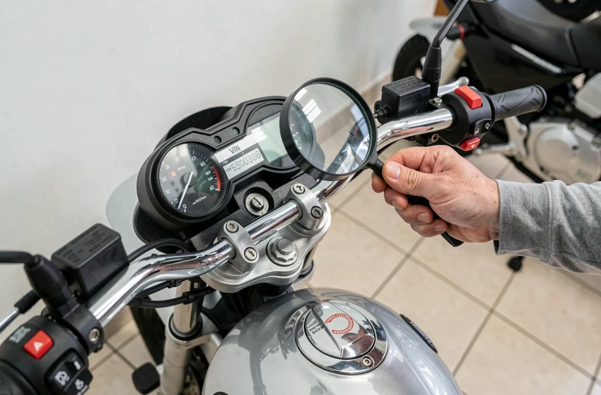 Vérification du numéro d'identification VIN d'une moto avant signature lors d'une vente avec contrôle technique